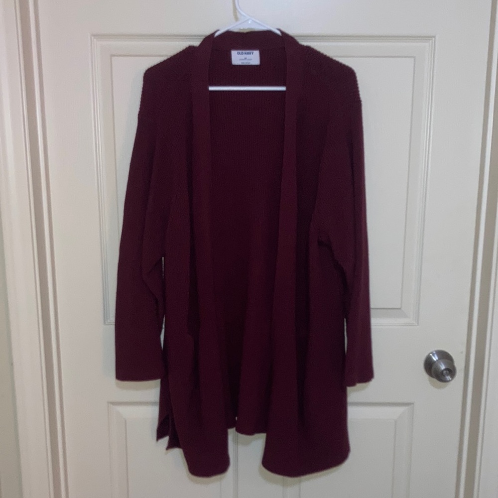 Old Navy Red Cardigan Sweater Soft Knit Open Front